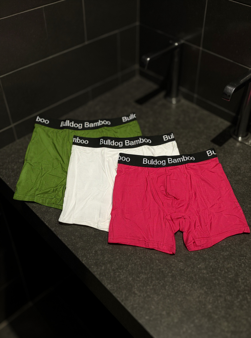 Bamboo Boxers 5 pack mixed (3 plain & 2 Bulldog logo) BUY 1 PACK GET 1 PAIR FREE PLAIN-RANDOM COLOUR
